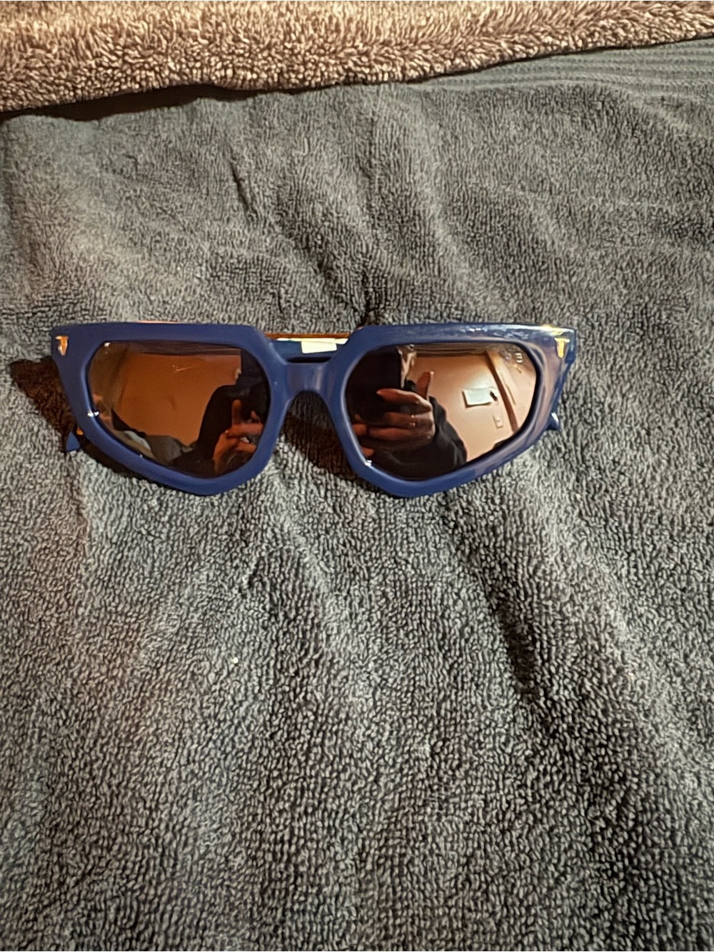 Men's Blue Sunglasses with Brown Lenses